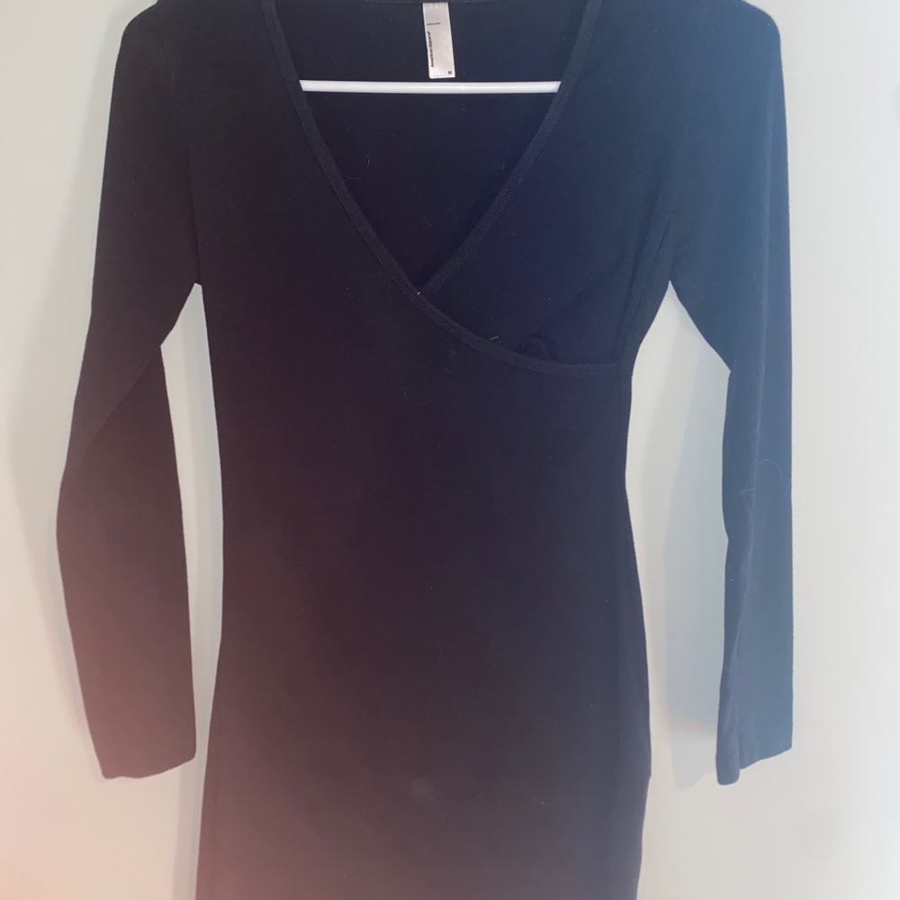 Black mini long sleeve spandex dress